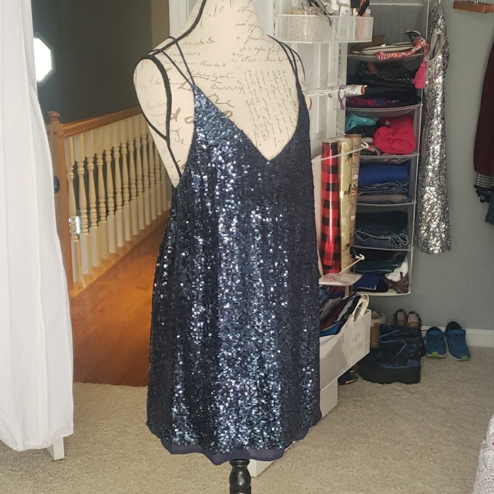 Free People Navy Sequin Dress